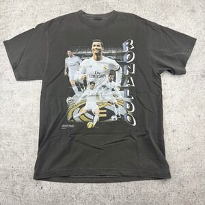 Vibras Cristiano Ronaldo Real Madrid Soccer Gray Heavyweight Graphic Tee Adult M